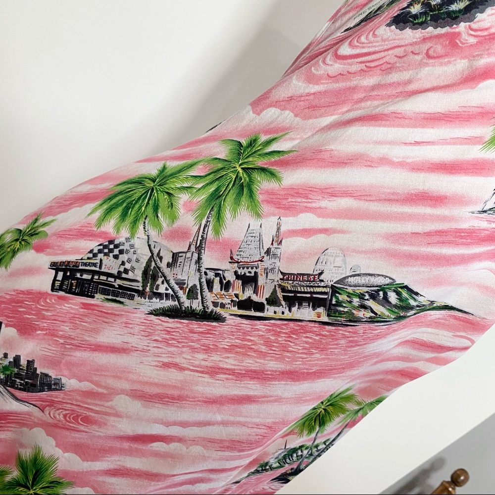 Y2K pink & green tropical print shift dress S/M - Picture 5 of 10